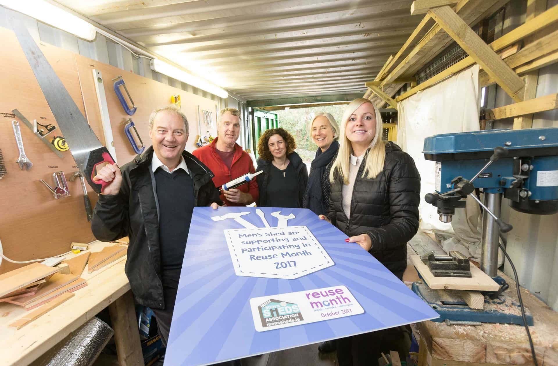 Paul Conway and David McDonnell, Ennistymon Men’s Shed with Barbara Ó Conchúir, Community Development and Family Support Worker, North West Clare Family Resource Centre, Edelle Costelloe, Environmental Education and Awareness, Clare County Council and Karen Foley, Environmental Awareness Officer Clare County Council. Pic: Eamon Ward